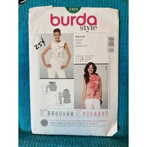 Burda 7369 sewing pattern top ruffle collar